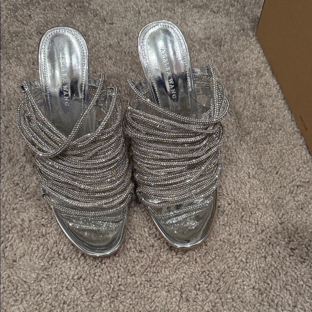 Azalea Wang Silver Beaded Heels